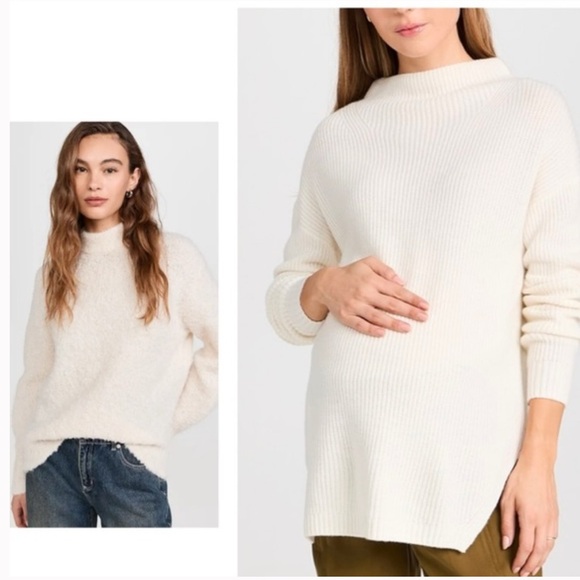 Hatch Sweaters - Hatch The Cozy Shaker Turtleneck Sweater Maternity Pregnancy Ivory Size 2 Medium